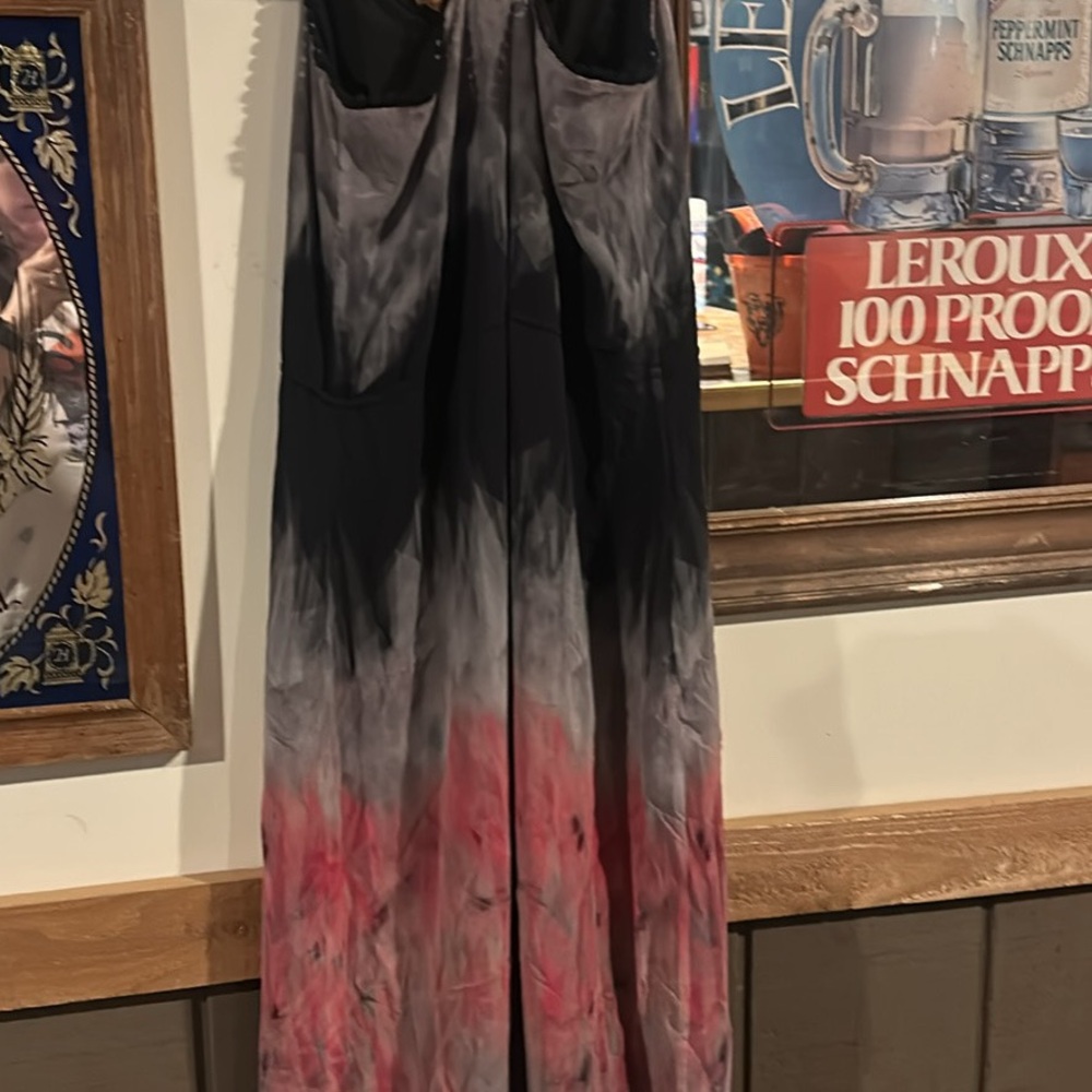 Chic Black and Pink Tie-Dye Maxi Dress